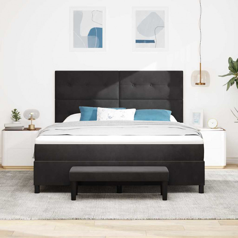 Łóżko sprężynowe z materacem Czarny 180 x 200 cm Aksamit