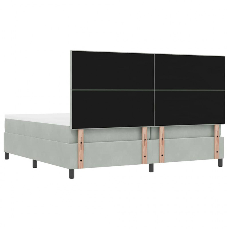 Łóżko sprężynowe z materacem Jasnoszary 200 x 200 cm Aksamit