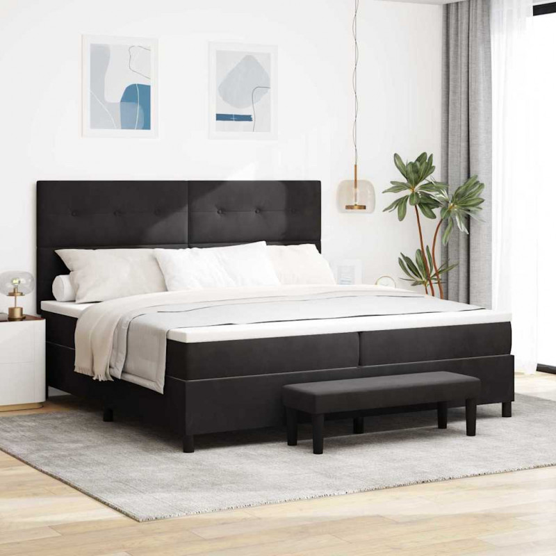 Łóżko sprężynowe z materacem Czarny 200 x 200 cm Aksamit