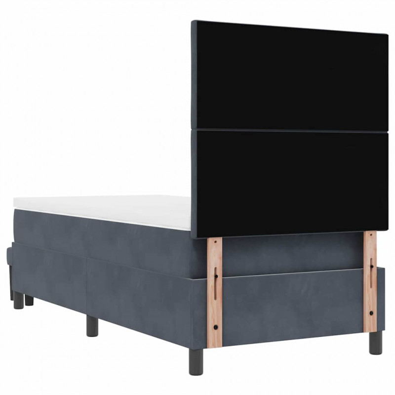 Łóżko sprężynowe z materacem ciemno szary 90 x 190 cm Aksamit