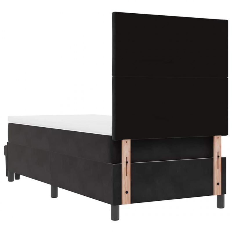 Łóżko sprężynowe z materacem Czarny 90 x 200 cm Aksamit