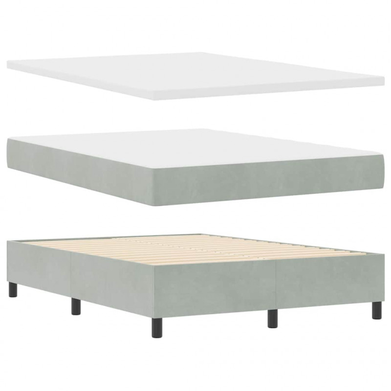 Łóżko sprężynowe z materacem Jasnoszary 140 x 190 cm Aksamit