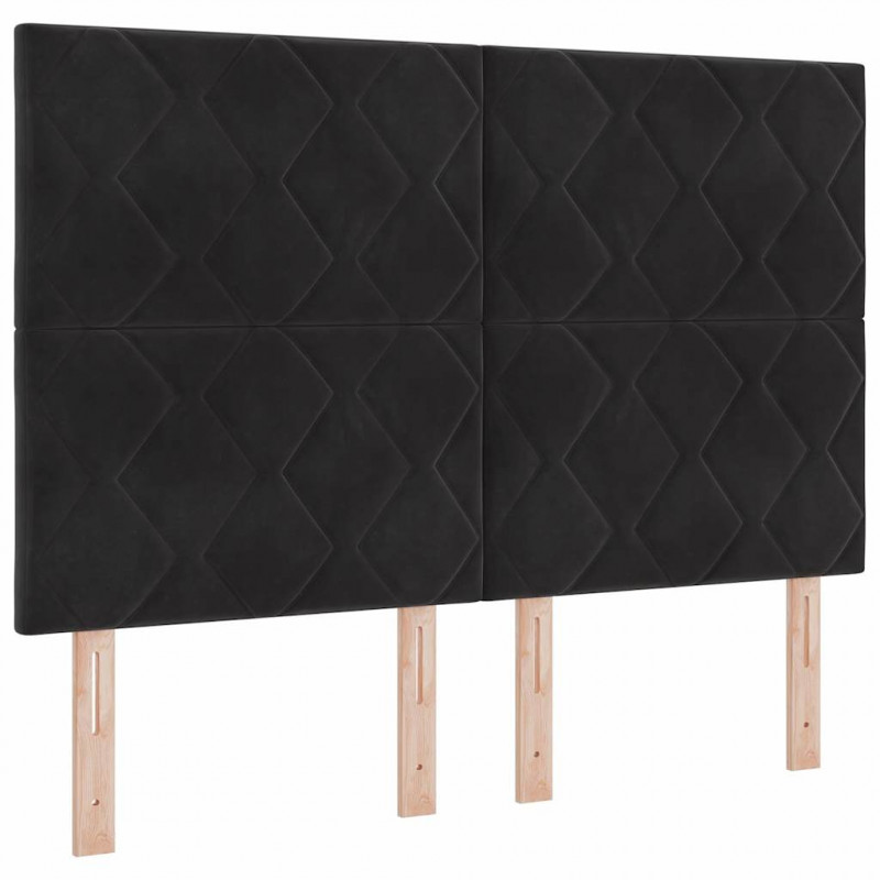 Łóżko sprężynowe z materacem Czarny 140 x 200 cm Aksamit
