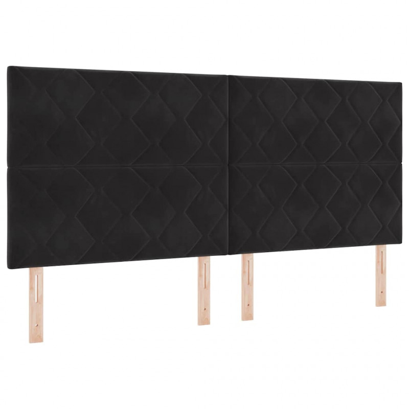 Łóżko sprężynowe z materacem Czarny 200 x 200 cm Aksamit