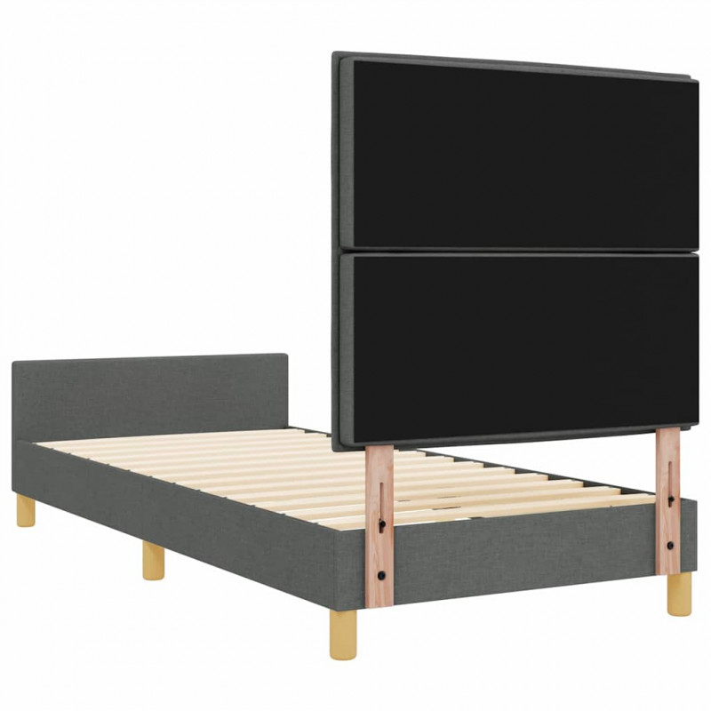 Ramka łóżka Z zagłówkiem ciemno szary 80 x 200 cm tkanina