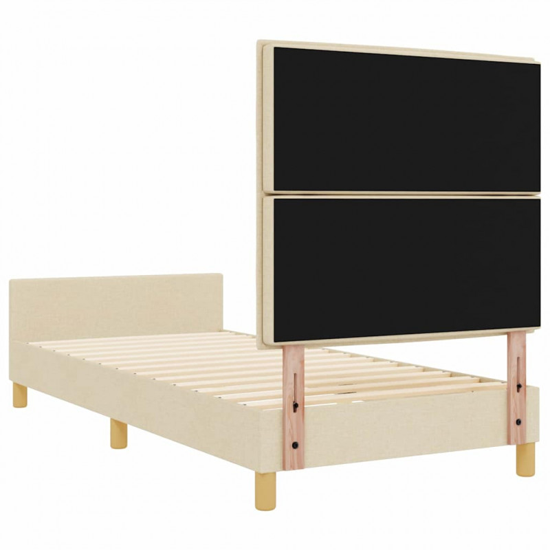 Ramka łóżka Z zagłówkiem Kremowy 80 x 200 cm tkanina