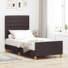 Ramka łóżka Z zagłówkiem ciemnobrązowy 90 x 200 cm tkanina