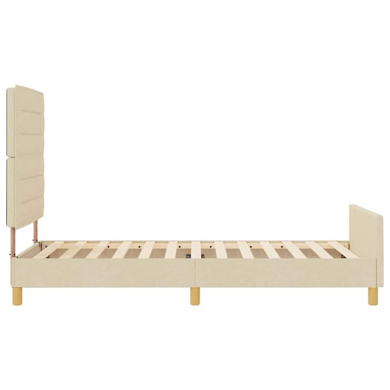 Ramka łóżka Z zagłówkiem Kremowy 90 x 200 cm tkanina
