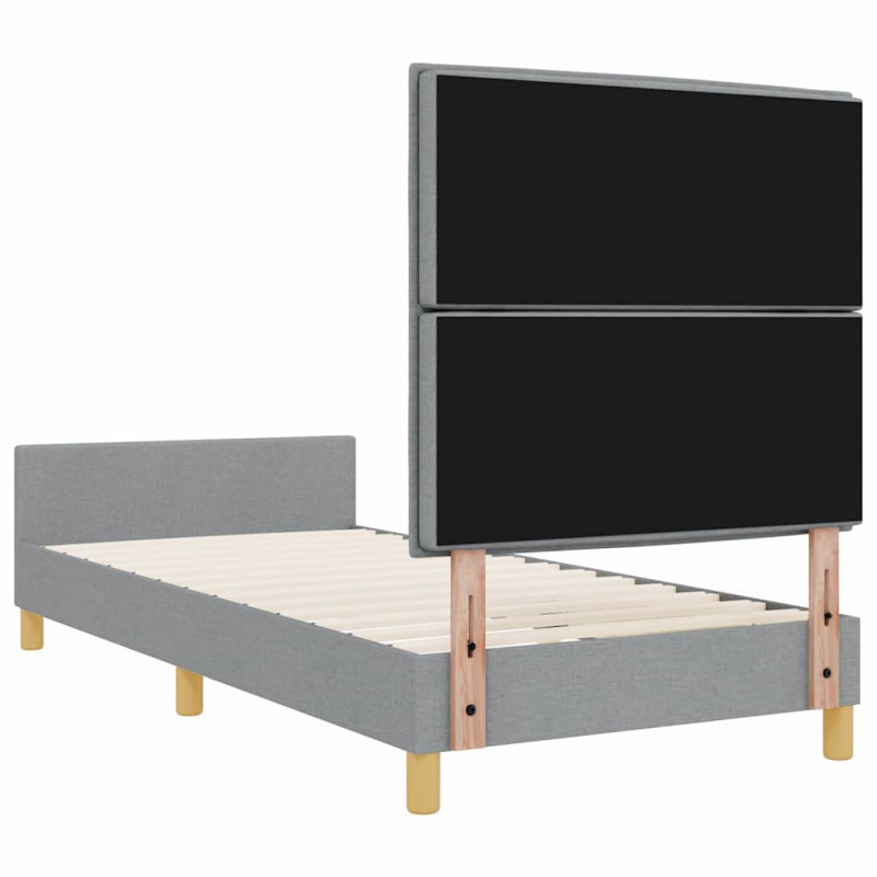 Ramka łóżka Z zagłówkiem Jasnoszary 100 x 200 cm tkanina