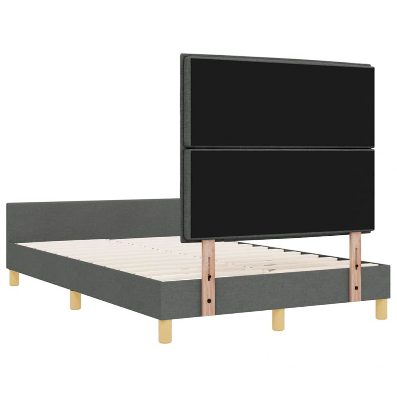 Ramka łóżka Z zagłówkiem ciemno szary 120 x 200 cm tkanina