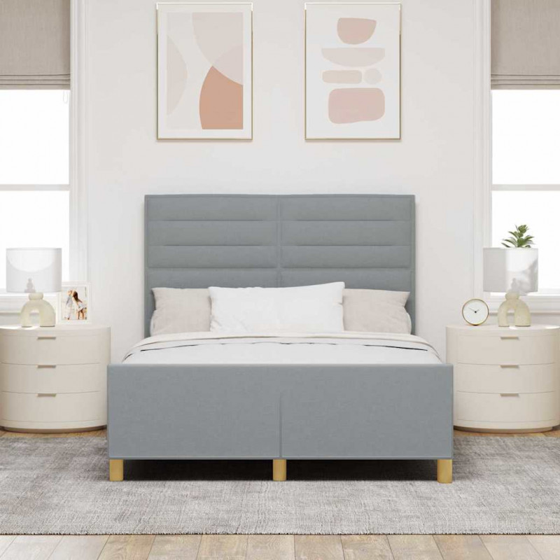 Ramka łóżka Z zagłówkiem Jasnoszary 160 x 200 cm tkanina
