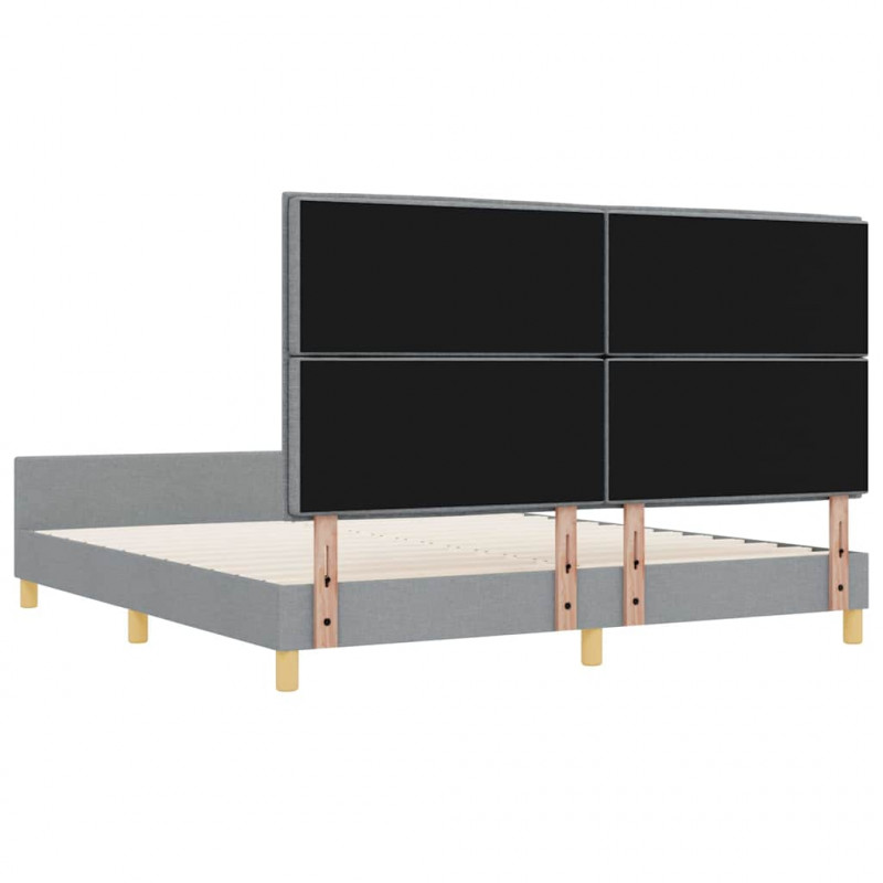 Ramka łóżka Z zagłówkiem Jasnoszary 180 x 200 cm tkanina