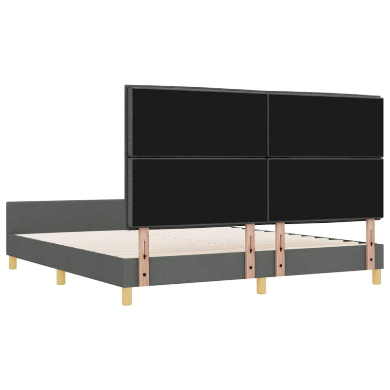 Ramka łóżka Z zagłówkiem ciemno szary 180 x 200 cm tkanina