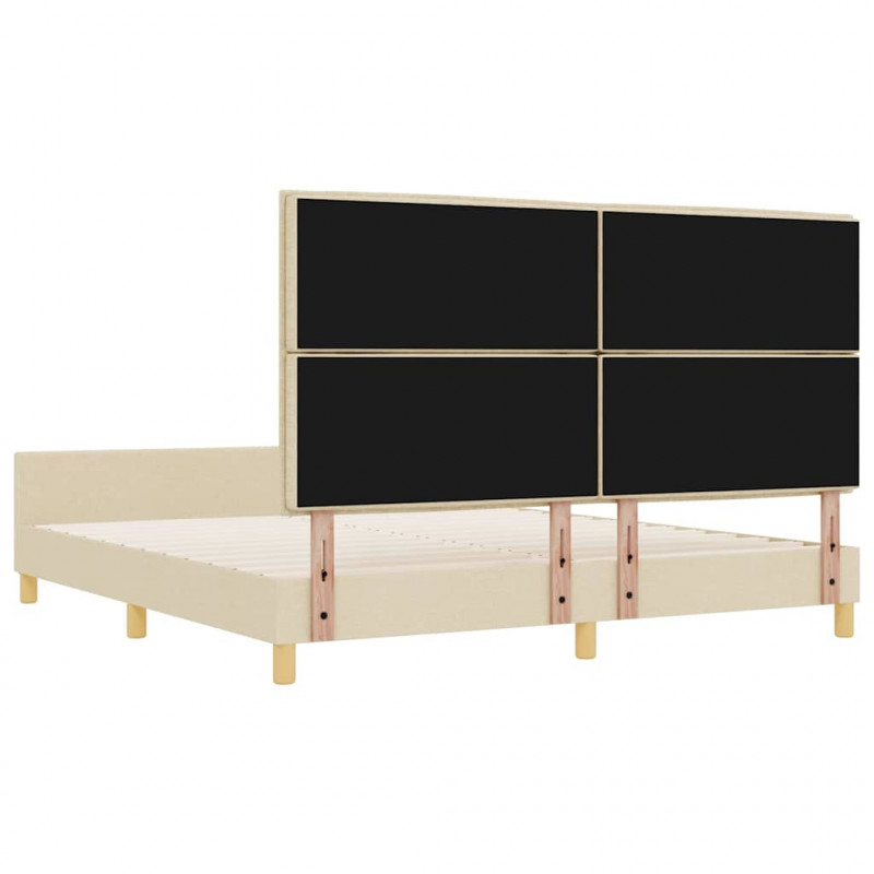 Ramka łóżka Z zagłówkiem Kremowy 180 x 200 cm tkanina