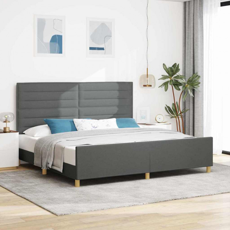 Ramka łóżka Z zagłówkiem ciemno szary 200 x 200 cm tkanina