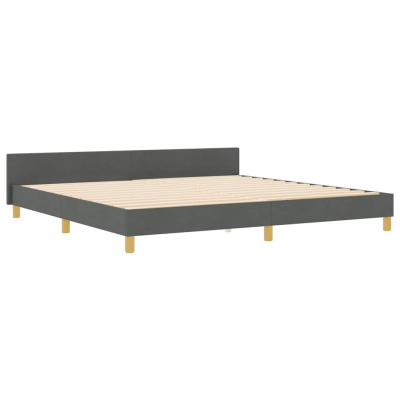 Ramka łóżka Z zagłówkiem ciemno szary 200 x 200 cm tkanina