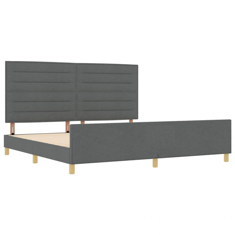 Ramka łóżka Z zagłówkiem ciemno szary 200 x 200 cm tkanina