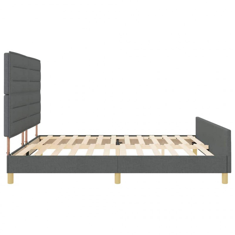 Ramka łóżka Z zagłówkiem ciemno szary 200 x 200 cm tkanina