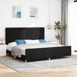 Ramka łóżka Z zagłówkiem Czarny 200 x 200 cm tkanina
