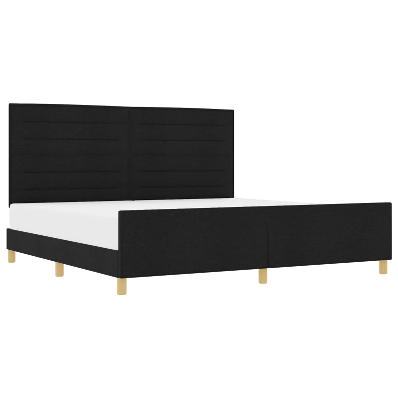 Ramka łóżka Z zagłówkiem Czarny 200 x 200 cm tkanina