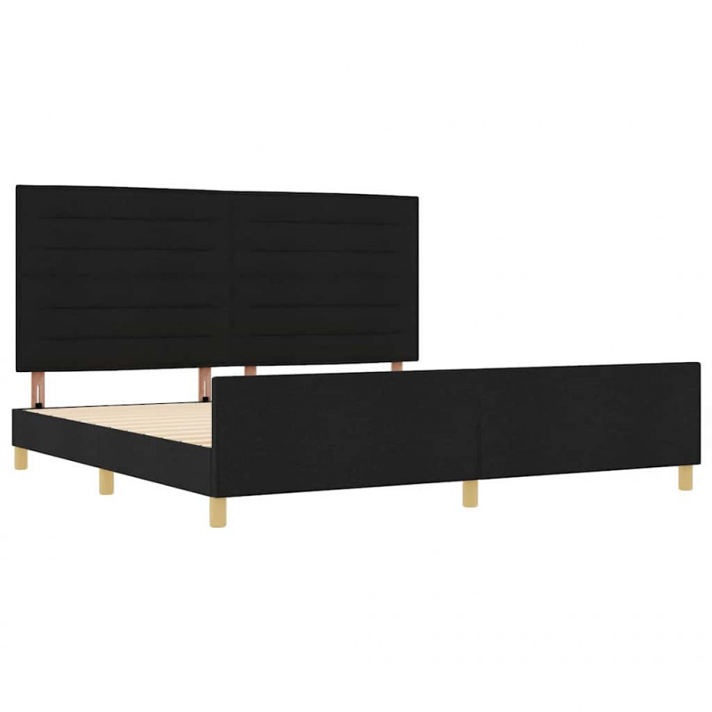 Ramka łóżka Z zagłówkiem Czarny 200 x 200 cm tkanina
