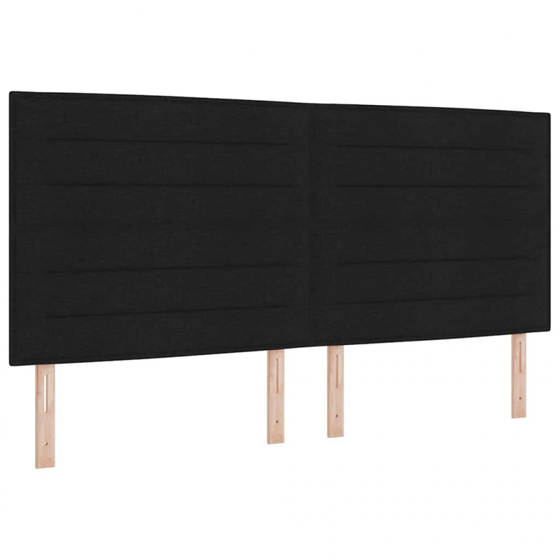 Ramka łóżka Z zagłówkiem Czarny 200 x 200 cm tkanina