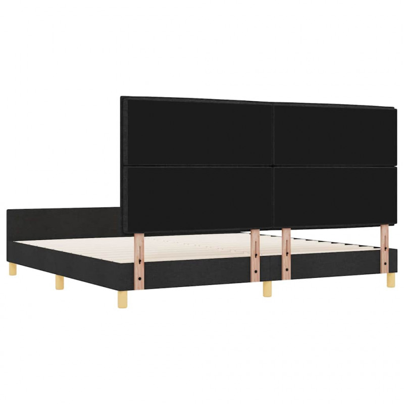 Ramka łóżka Z zagłówkiem Czarny 200 x 200 cm tkanina