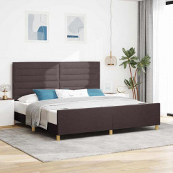 Ramka łóżka Z zagłówkiem ciemnobrązowy 200 x 200 cm tkanina