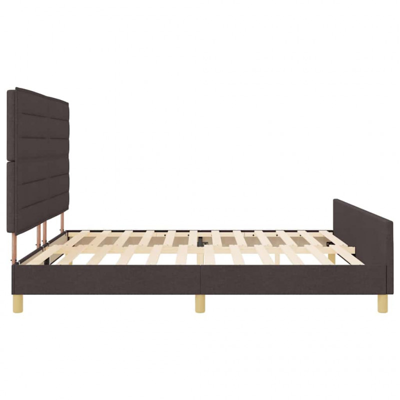 Ramka łóżka Z zagłówkiem ciemnobrązowy 200 x 200 cm tkanina