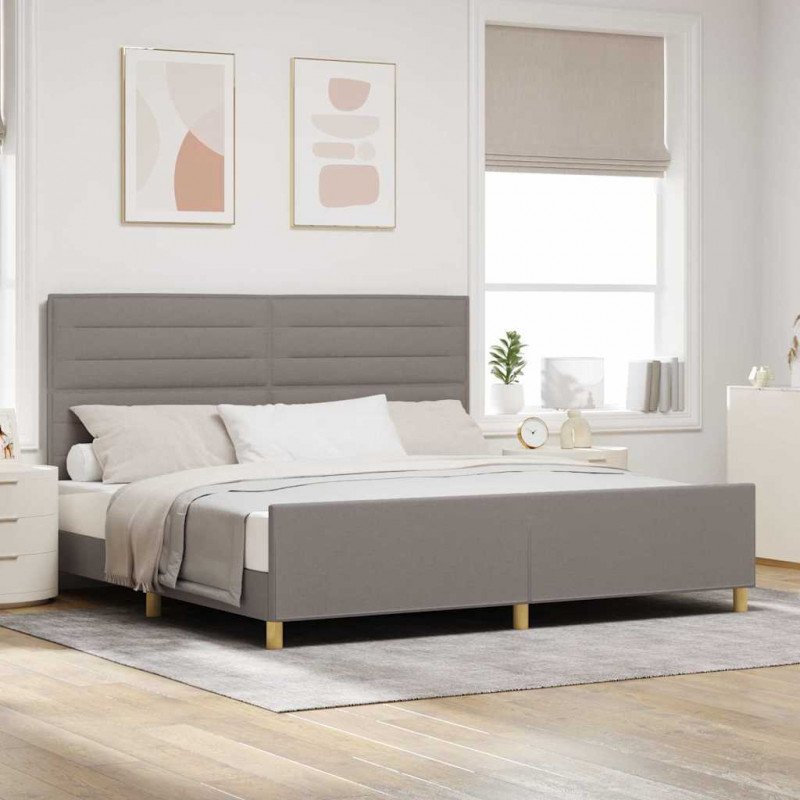 Ramka łóżka Z zagłówkiem Ciemnoszary 200 x 200 cm tkanina