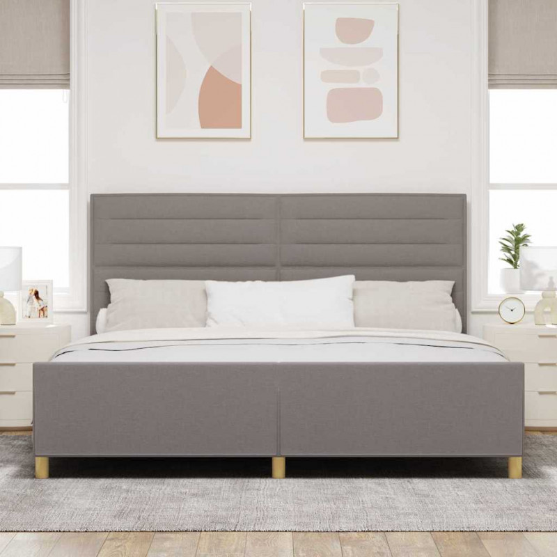 Ramka łóżka Z zagłówkiem Ciemnoszary 200 x 200 cm tkanina