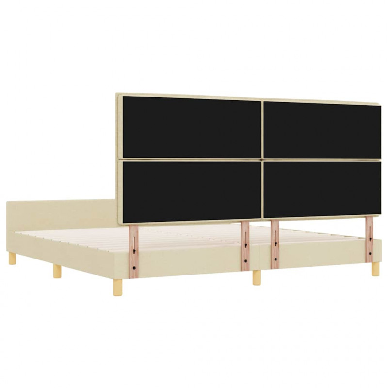 Ramka łóżka Z zagłówkiem Kremowy 200 x 200 cm tkanina