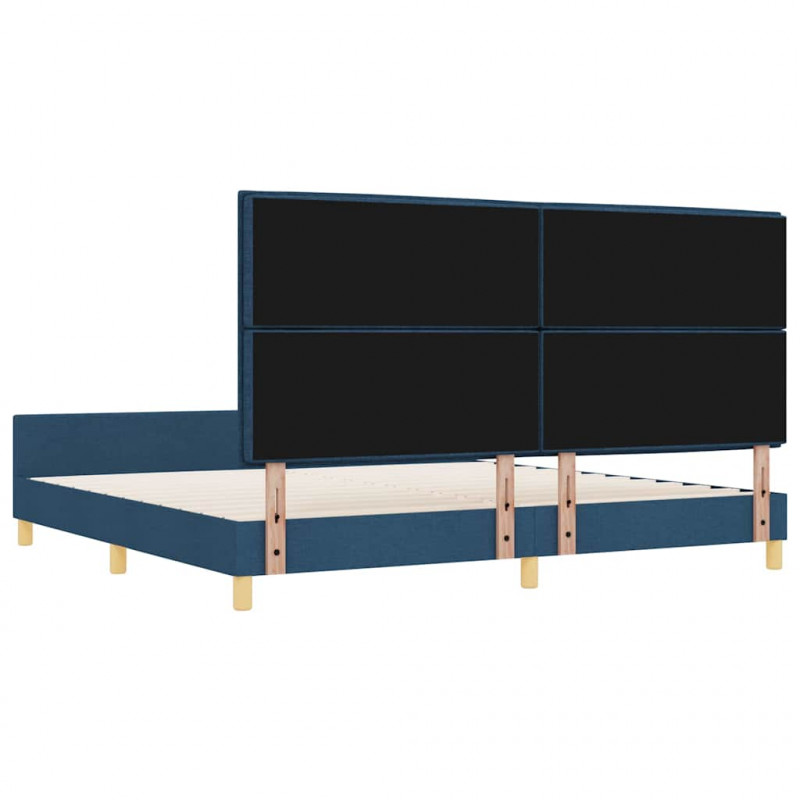 Ramka łóżka Z zagłówkiem Niebieski 200 x 200 cm tkanina