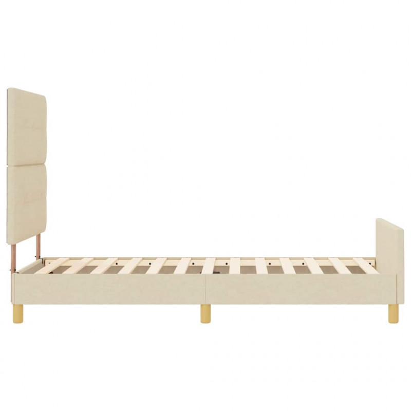 Ramka łóżka Z zagłówkiem Kremowy 80 x 200 cm tkanina