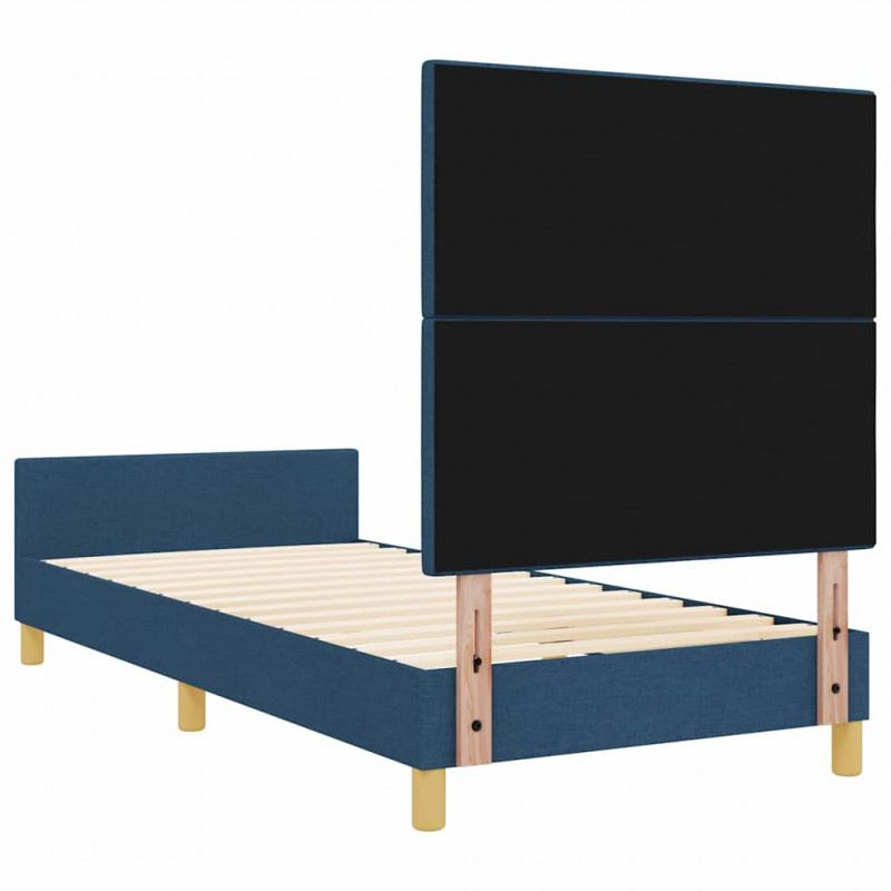 Ramka łóżka Z zagłówkiem Niebieski 90 x 190 cm tkanina