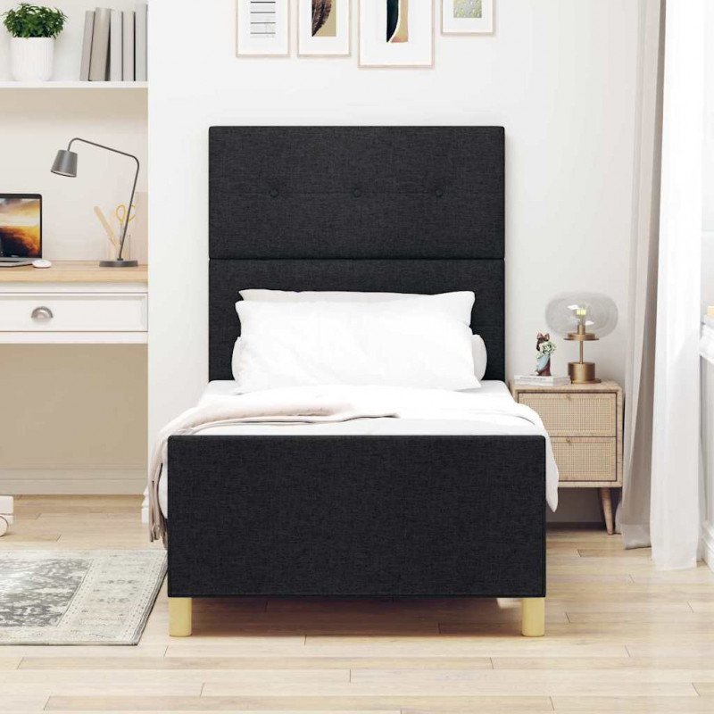 Ramka łóżka Z zagłówkiem Czarny 100 x 200 cm tkanina