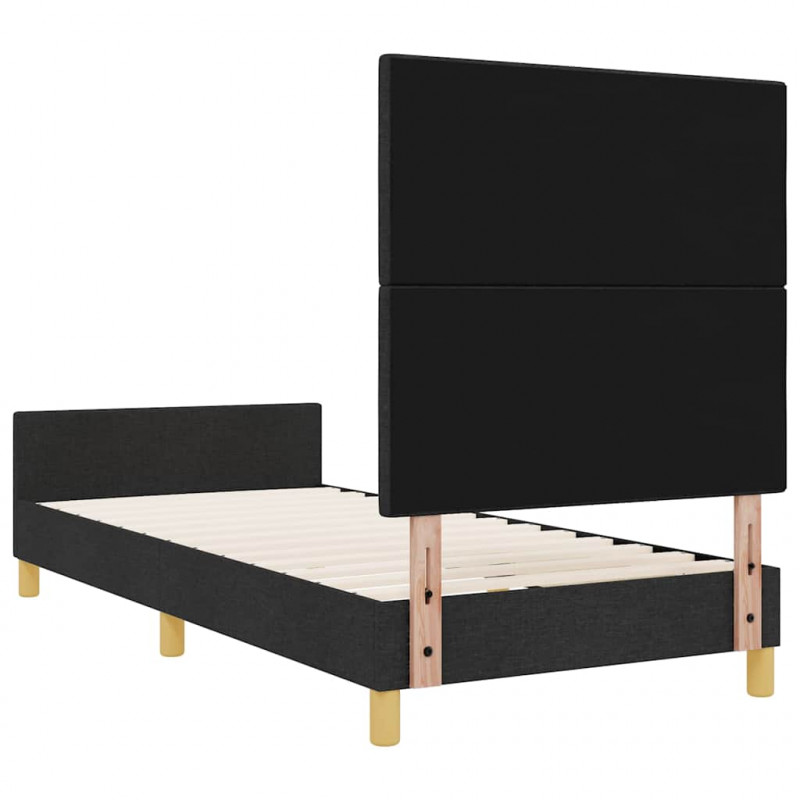 Ramka łóżka Z zagłówkiem Czarny 100 x 200 cm tkanina