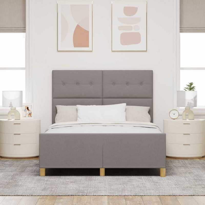Ramka łóżka Z zagłówkiem Ciemnoszary 140 x 190 cm tkanina