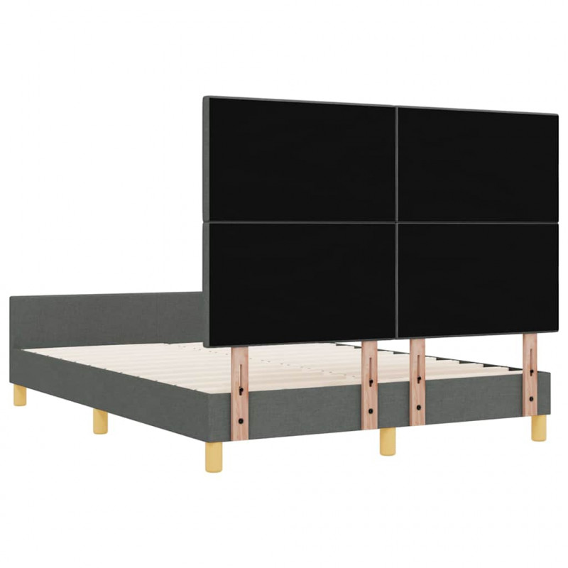 Ramka łóżka Z zagłówkiem ciemno szary 140 x 200 cm tkanina
