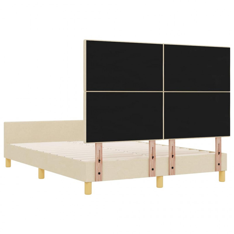 Ramka łóżka Z zagłówkiem Kremowy 140 x 200 cm tkanina