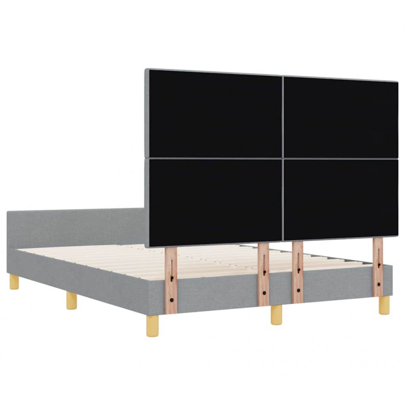 Ramka łóżka Z zagłówkiem Jasnoszary 160 x 200 cm tkanina