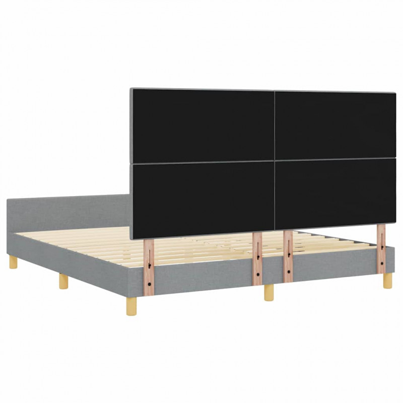 Ramka łóżka Z zagłówkiem Jasnoszary 180 x 200 cm tkanina