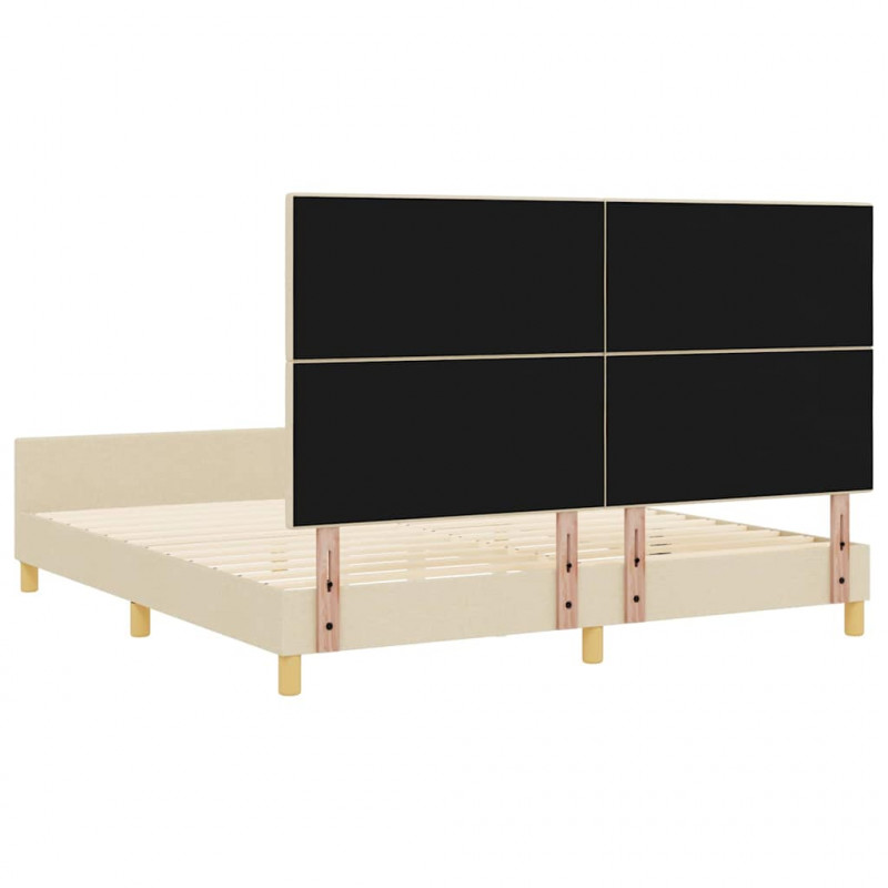 Ramka łóżka Z zagłówkiem Kremowy 180 x 200 cm tkanina