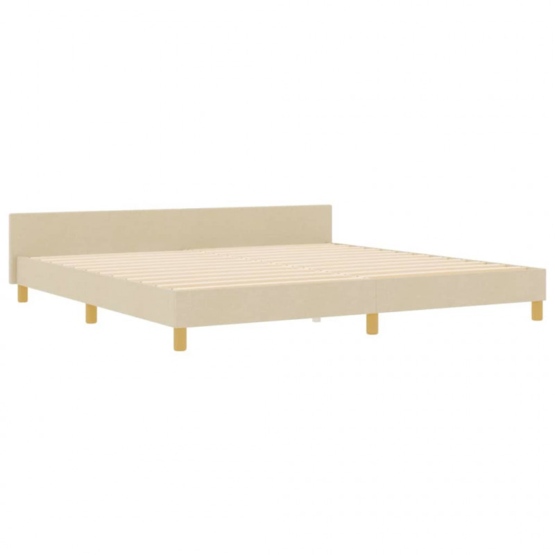Ramka łóżka Z zagłówkiem Kremowy 200 x 200 cm tkanina