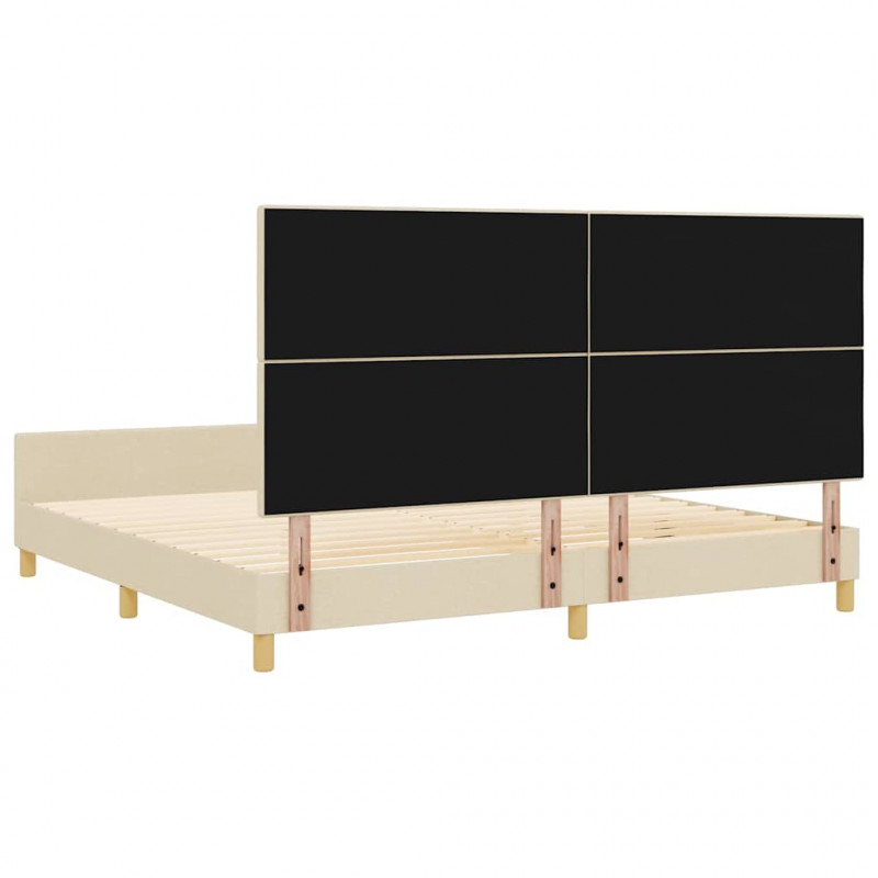 Ramka łóżka Z zagłówkiem Kremowy 200 x 200 cm tkanina