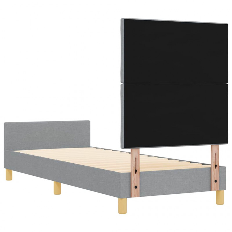 Ramka łóżka Z zagłówkiem Jasnoszary 80 x 200 cm tkanina