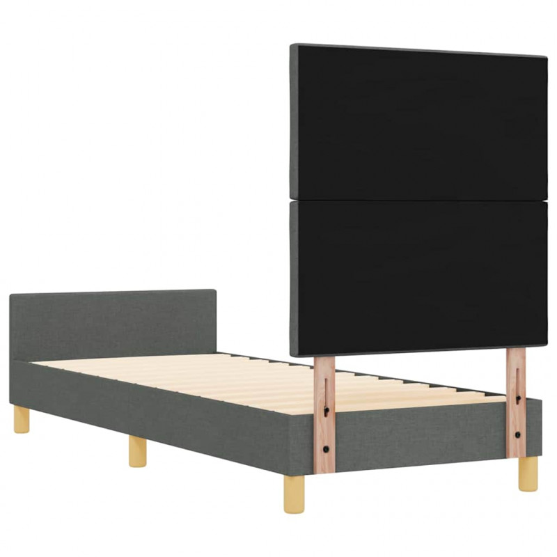 Ramka łóżka Z zagłówkiem ciemno szary 80 x 200 cm tkanina