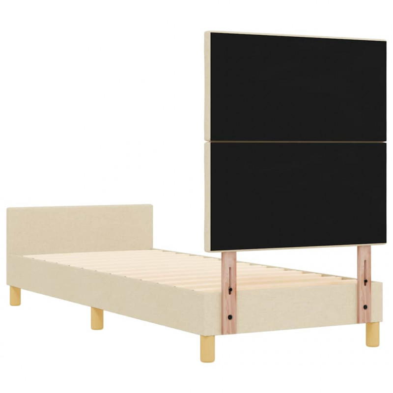 Ramka łóżka Z zagłówkiem Kremowy 80 x 200 cm tkanina