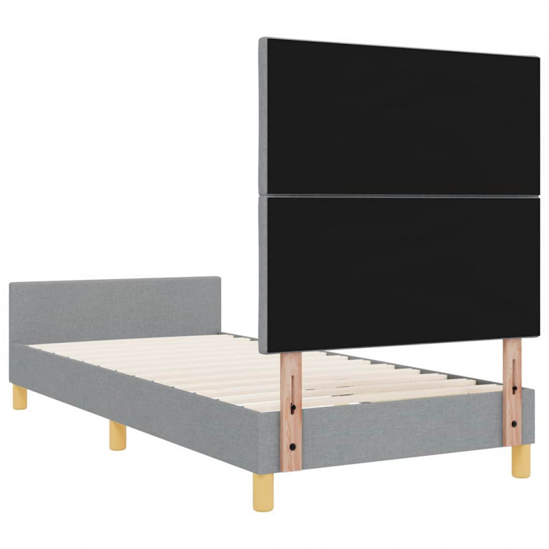 Ramka łóżka Z zagłówkiem Jasnoszary 100 x 200 cm tkanina