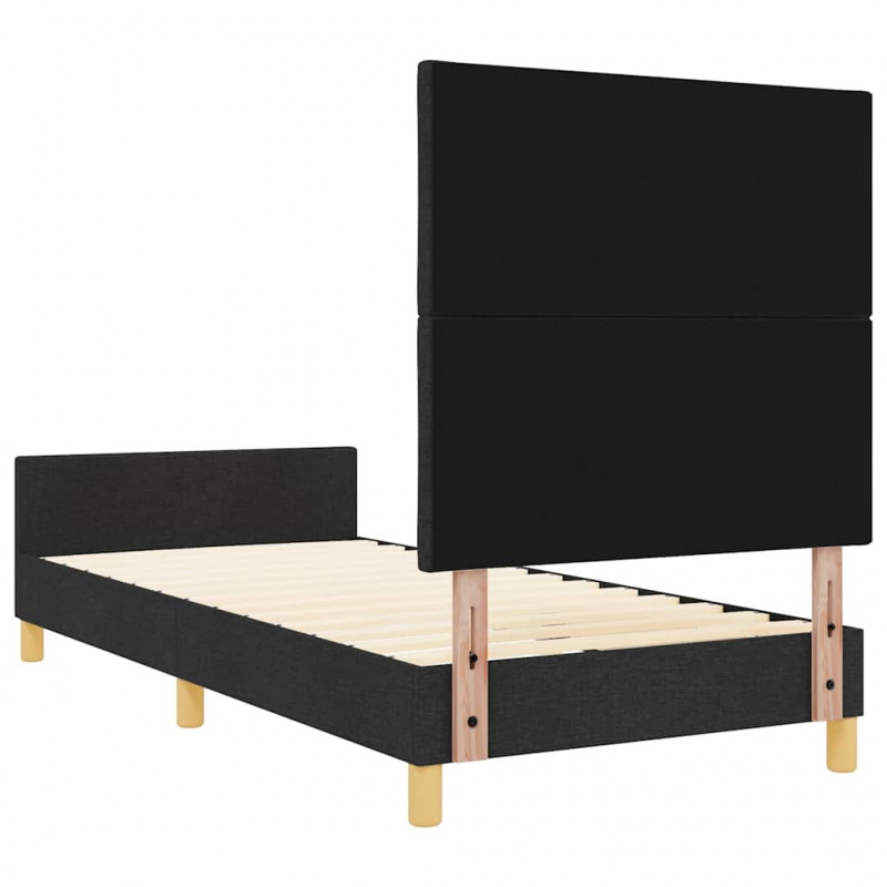 Ramka łóżka Z zagłówkiem Czarny 100 x 200 cm tkanina